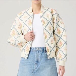 Blank NYC Cream Floral Bomber Jacket